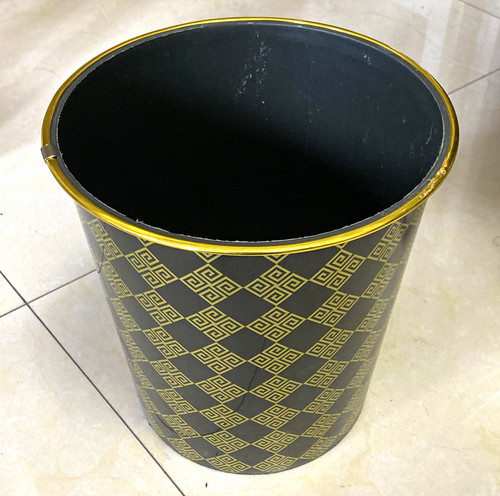Runder papierkorb schwarz gold - runder, schwarz/gold
